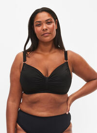 Bikini top with drape front, Black, Model