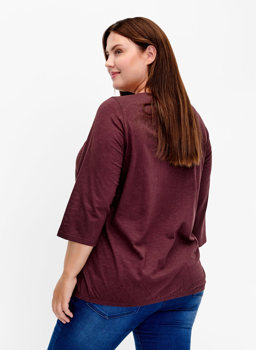 Cotton blouse with 3/4 sleeves, Fudge, Model image number 1