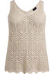 Sleeveless knitted top with v-neck, Beige, Packshot image number 0