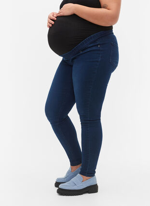 Pregnancy jeggings in cotton mix, Dark blue denim, Model image number 2