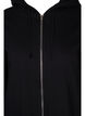 Long cotton sweat cardigan with hood, Black, Packshot image number 2