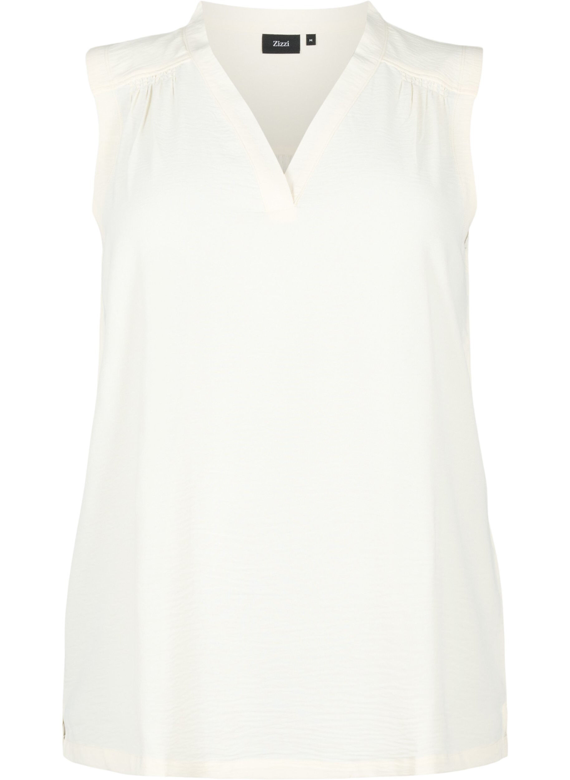 Zizzifashion Sleeveless top with wrinkle details, Vanilla, Packshot image number 0