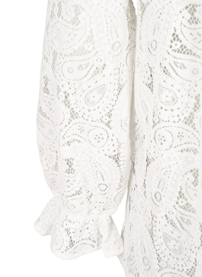 Lace shirt blouse with ruffle detail, Snow White, Packshot image number 3