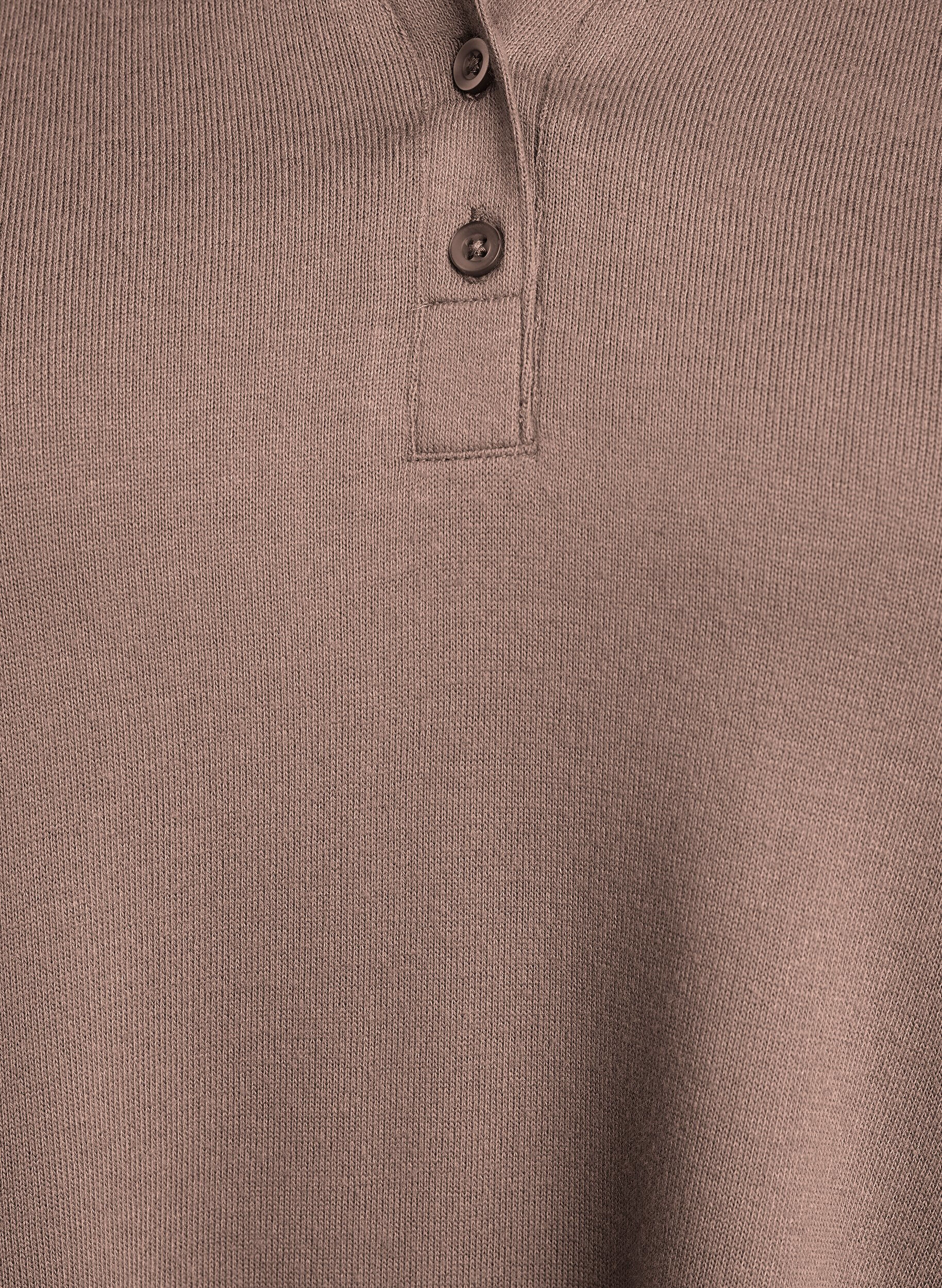 Zizzifashion Long-sleeved jersey blouse with collar, Brown, Packshot image number 2