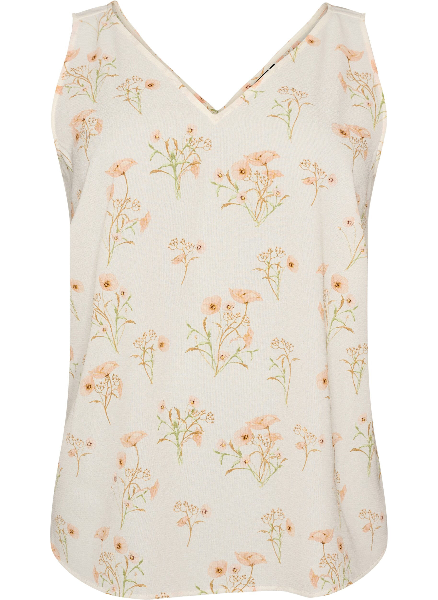 Zizzifashion Printed top with v-neck, White, Packshot image number 0