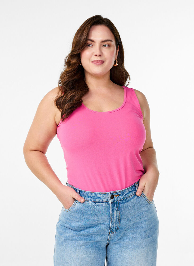 Cotton basic top, Pink, Model image number 0