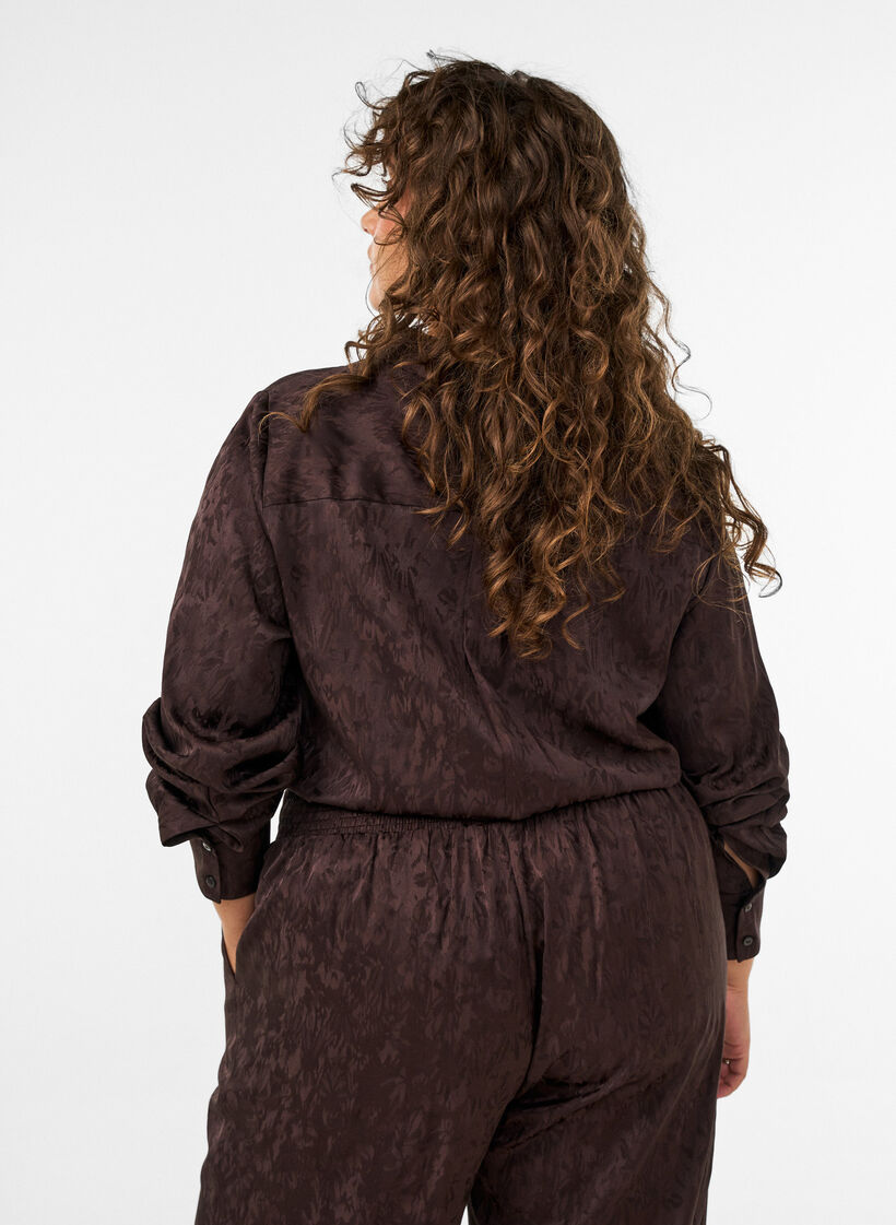 Shirt with tone-on-tone paisley pattern, Brown, Model image number 2