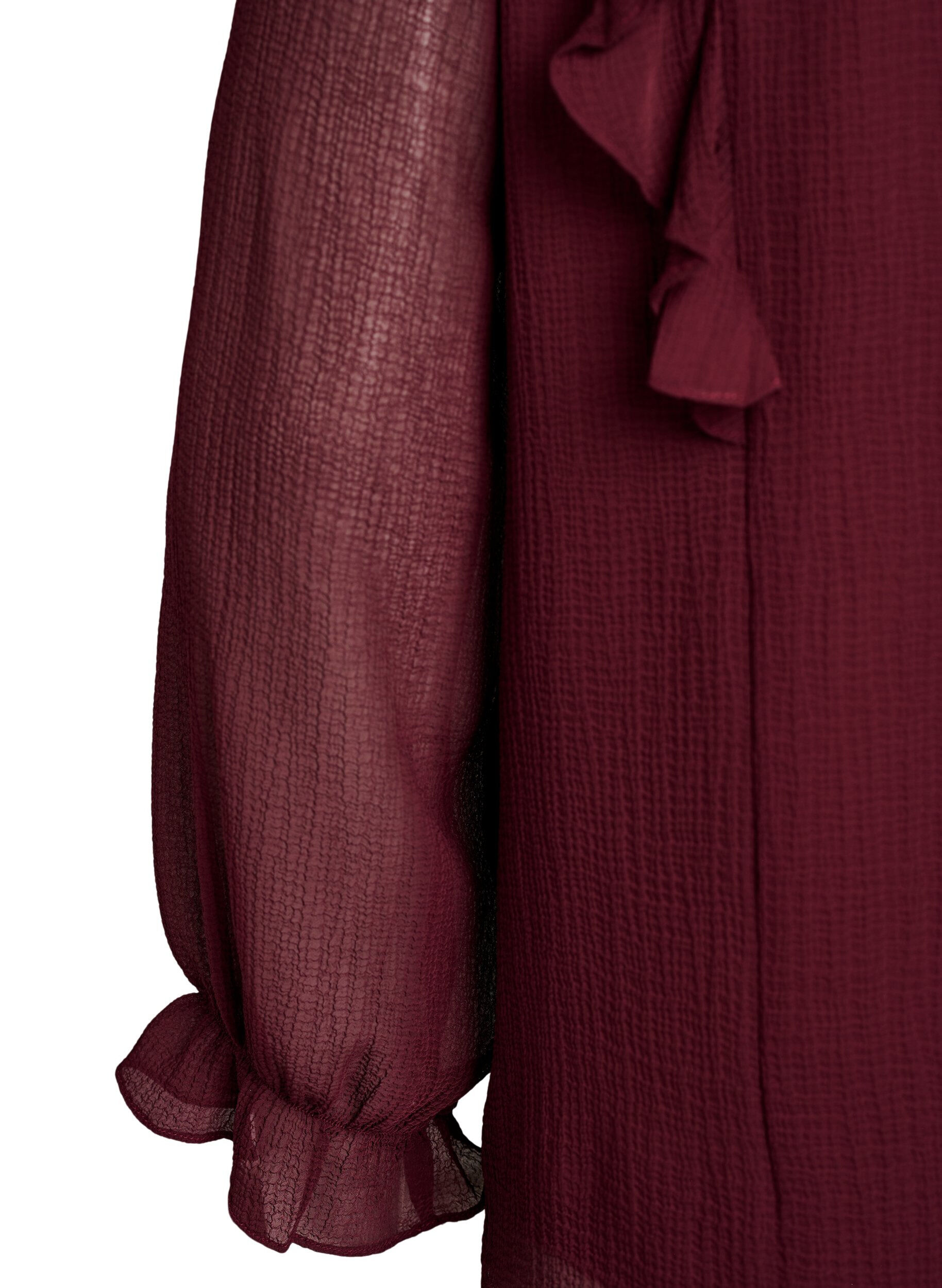ZizzifashionSheer blouse with ruffles and tie-fastening, Red, Packshot image number 3