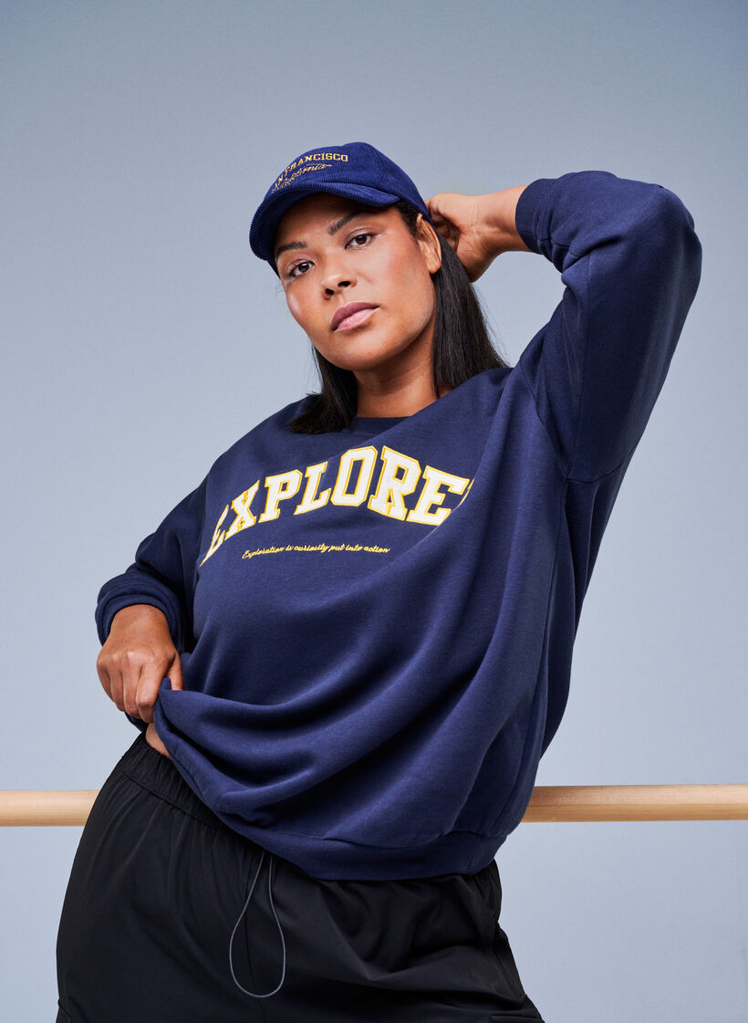 Sweatshirt with statement detail, Blue, Image