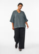 Shirt Blouse with V-Neck and 3/4 Sleeves, Green, Model image number 1