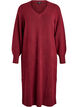 Long-sleeved knit dress with V-neck, Red, Packshot image number 0