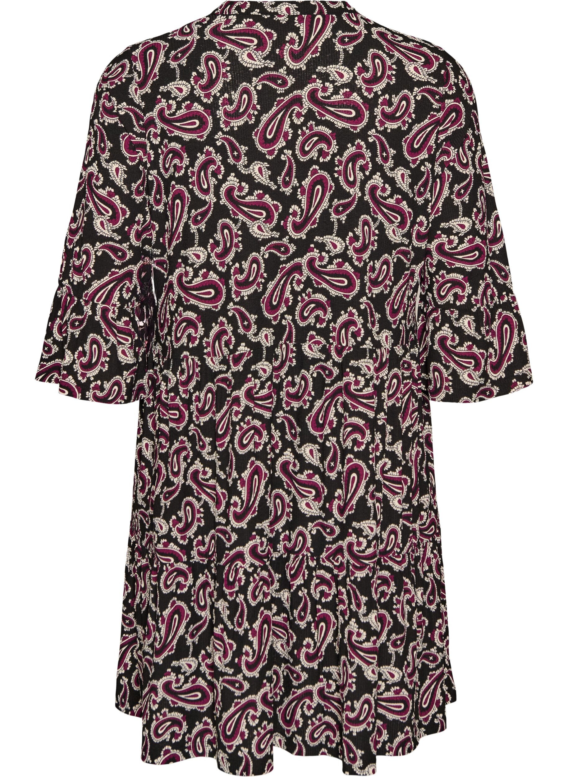 ZizzifashionShort A-line jersey dress with an all-over print, Dark Bordeaux, Packshot image number 1