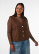 Mesh blouse with long sleeves, Brown, Model image number 0