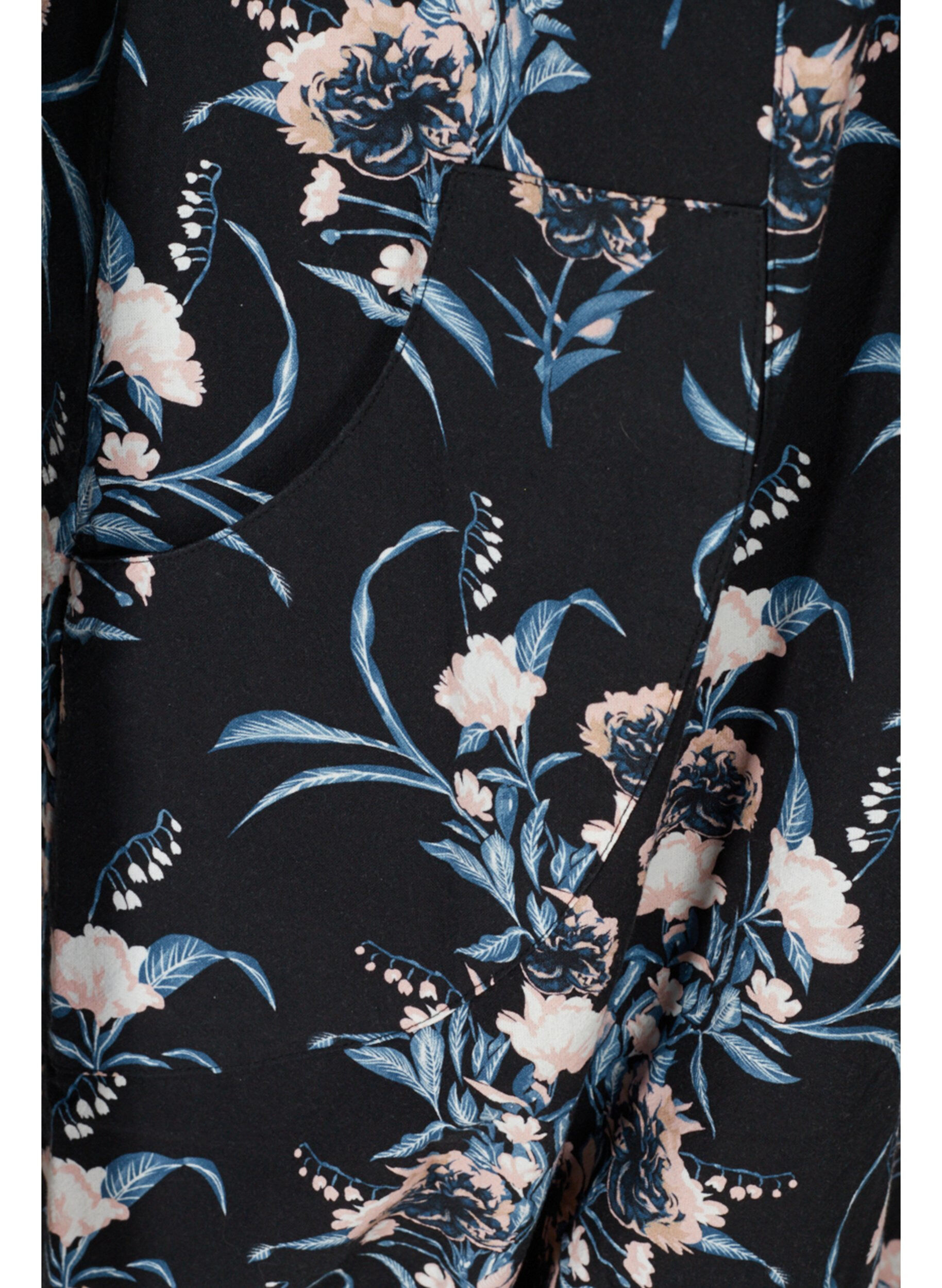 Zizzifashion Short-sleeved, printed cotton dress, Blue, Packshot image number 3