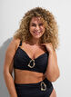 Bikini bra with underwire and gold-coloured detail, Black, Model image number 0
