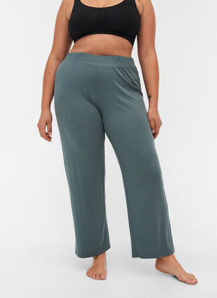 Loose trousers made from ribbed material, Balsam Green, Model image number 2