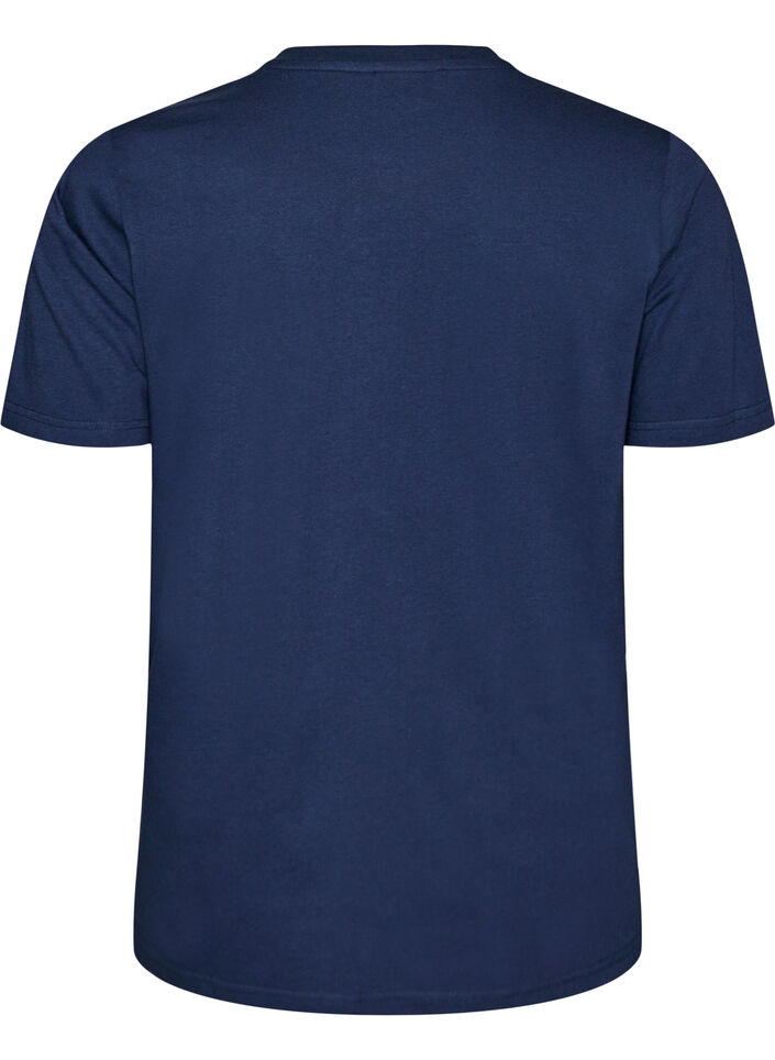 Organic cotton T-shirt with eyelet embroidery, Blue, Packshot image number 1