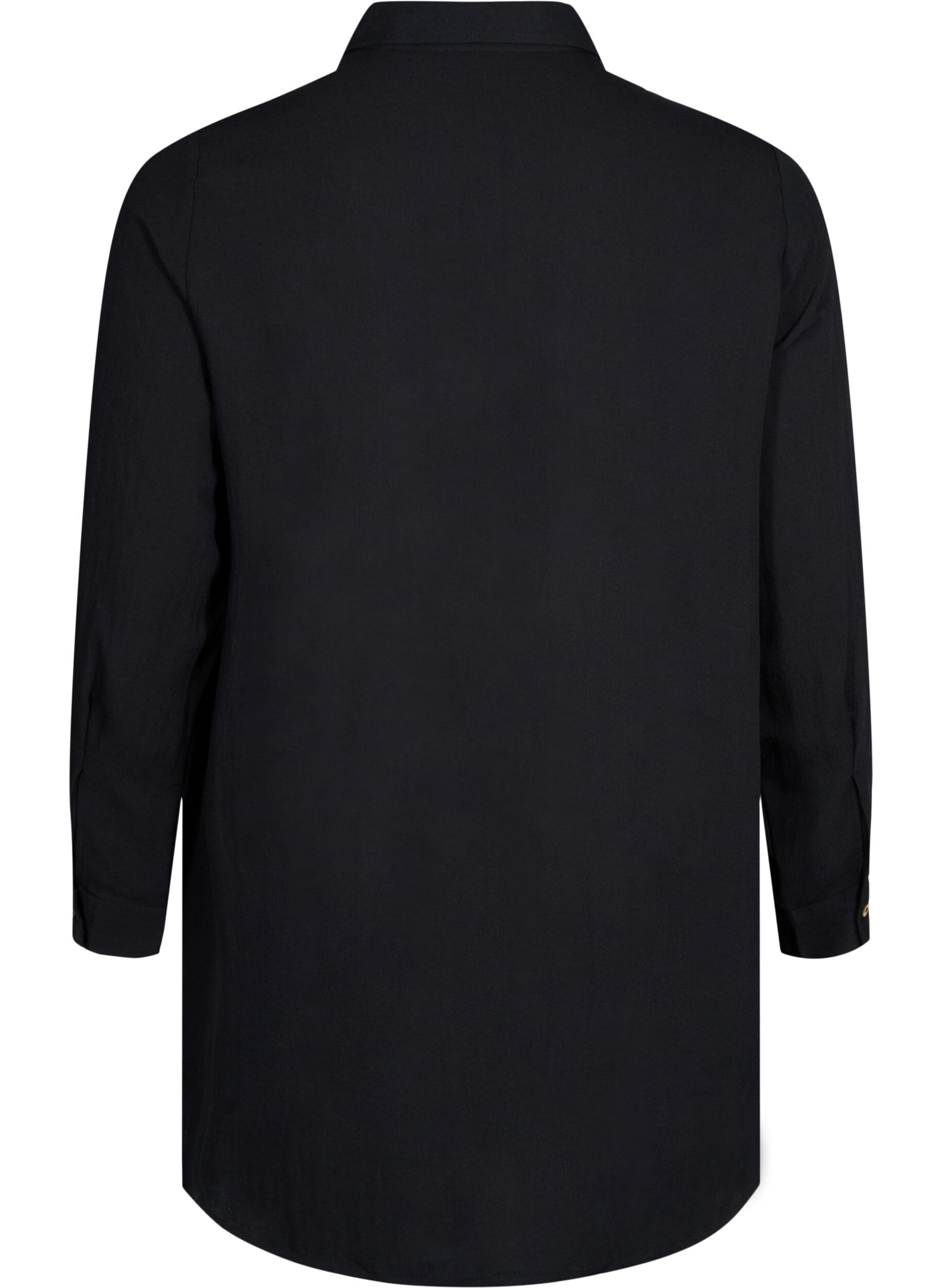 Zizzifashion Long plain viscose shirt, Black, Packshot image number 1