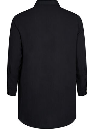 Long plain viscose shirt, Black, Packshot image number 1