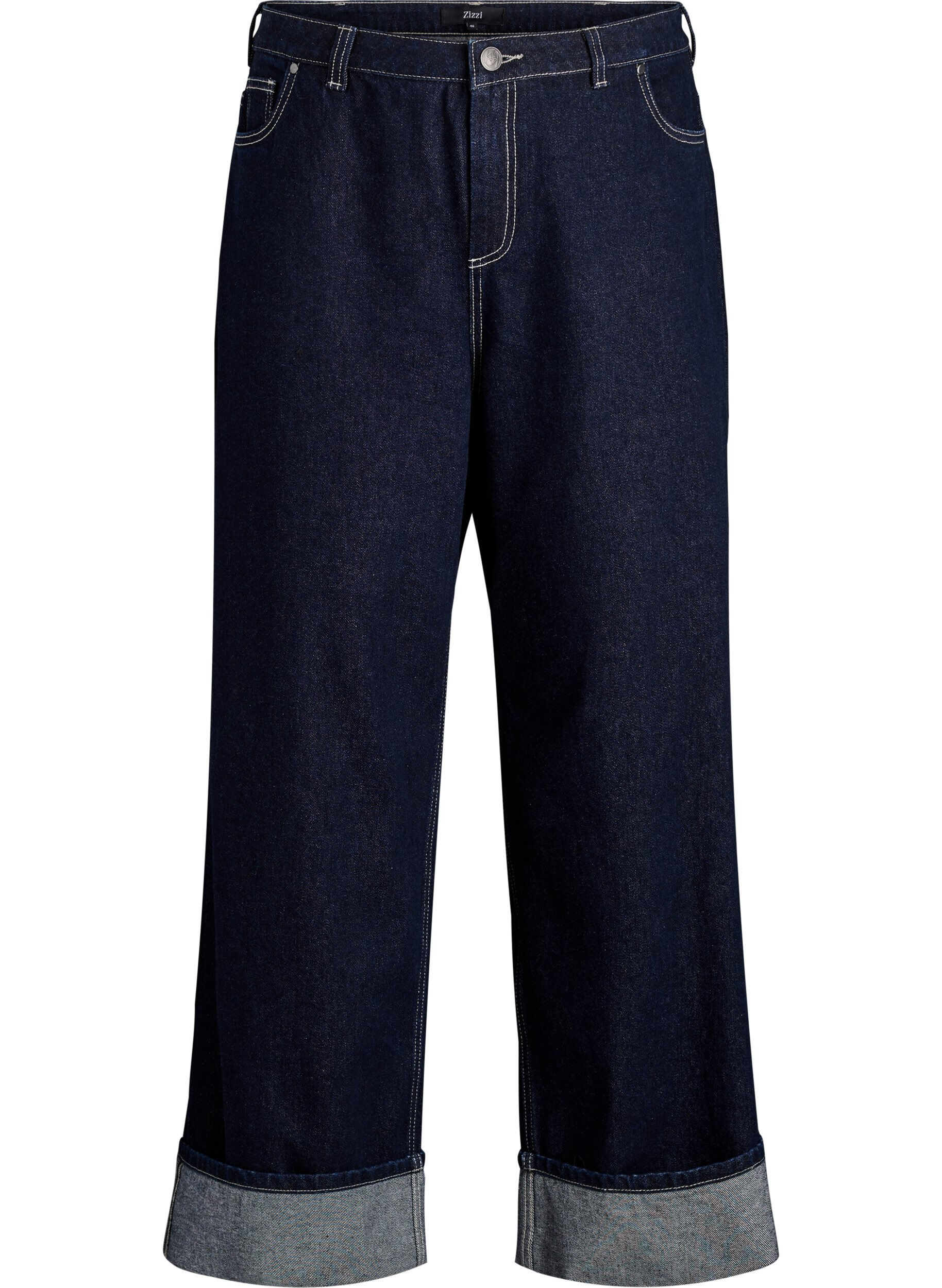 ZizzifashionWide fit jeans with wide turn-ups and contrast stitching, Blue, Packshot image number 0