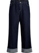 Wide fit jeans with wide turn-ups and contrast stitching, Blue, Packshot image number 0