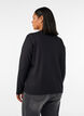 Jersey blouse with a diagonal ruffle detail, Black, Model image number 2