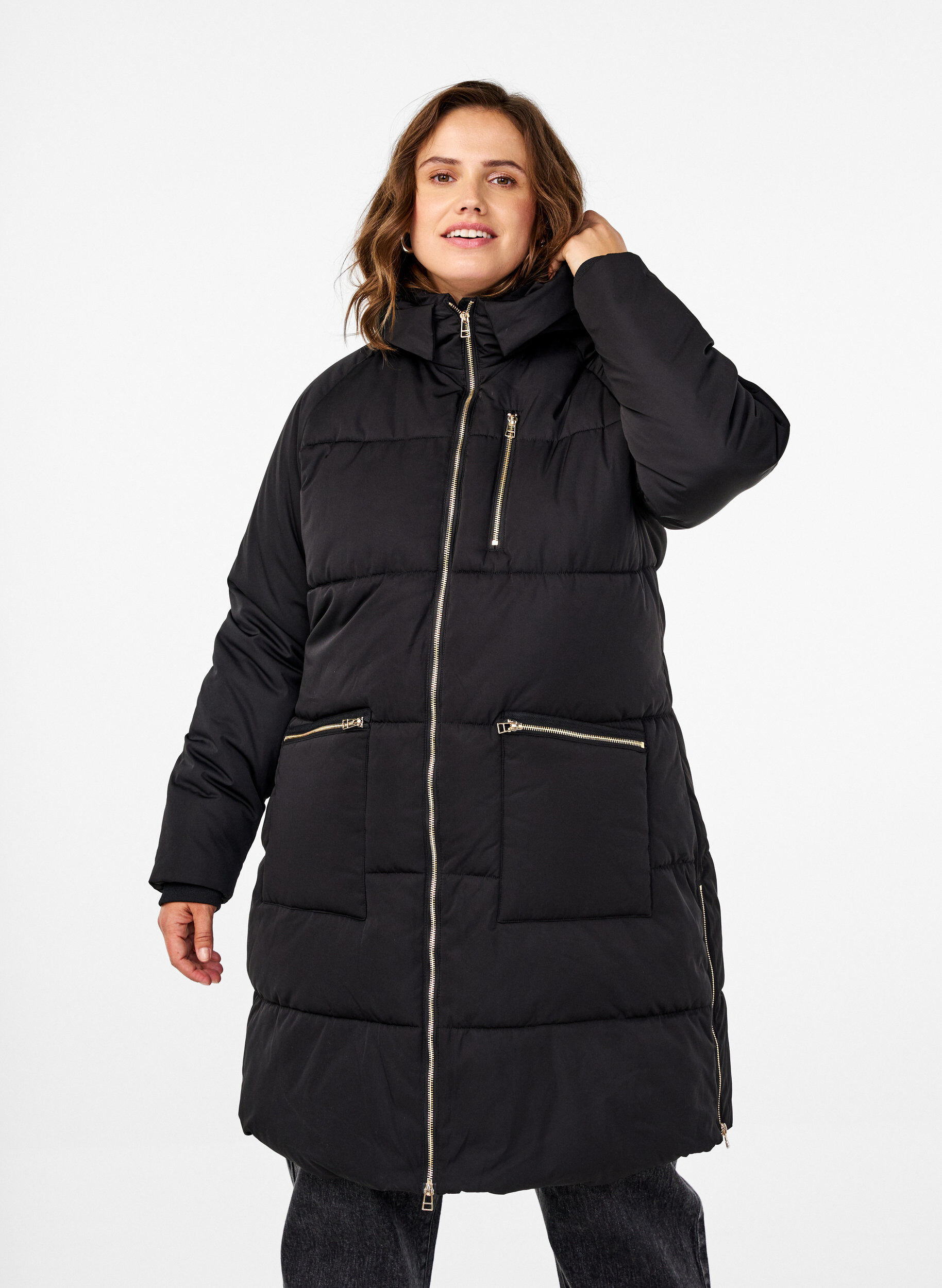 Zizzifashion Puffer coat with hood, Black, Model image number 0