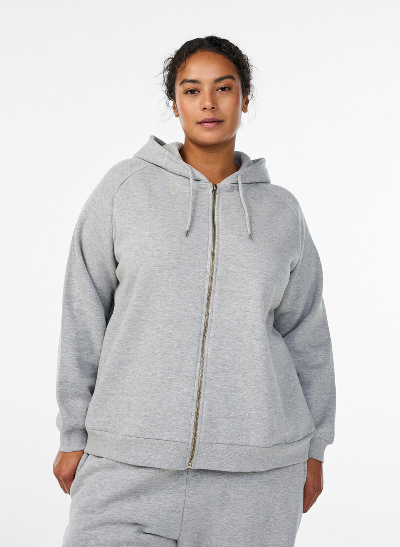 Hoodie with zip, Grey, Model image number 0