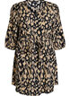 Short dress with 3/4 sleeves and pattern, Black, Packshot image number 0