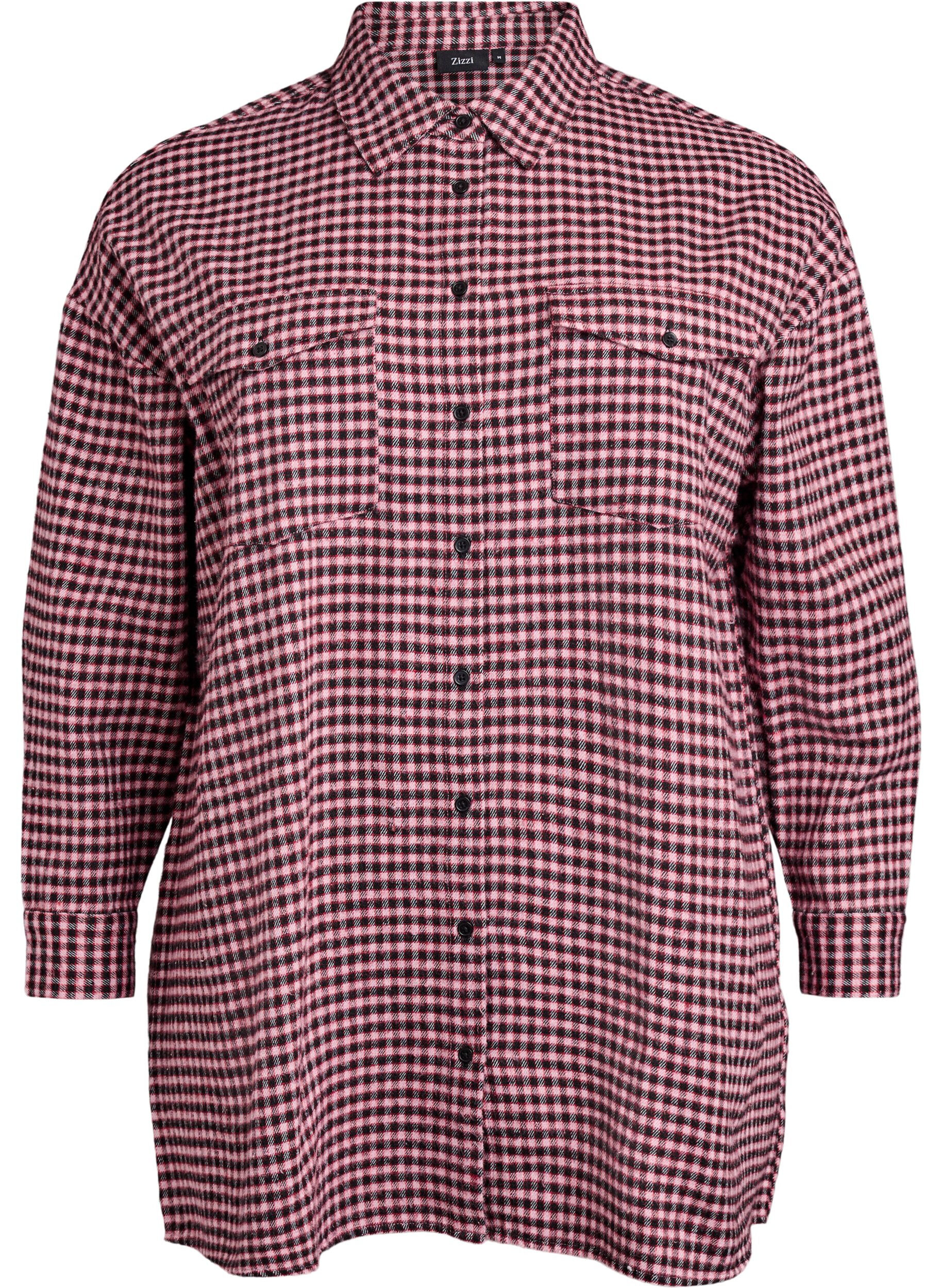 Long checked shirt with chest pockets
