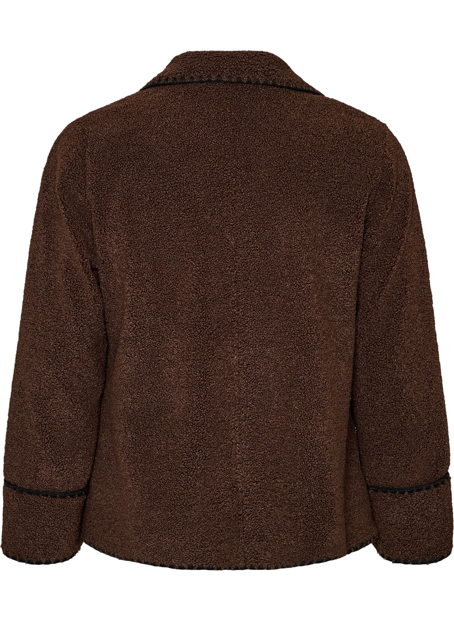 ZizzifashionTeddy jacket with contrast details, Brown, Packshot image number 1