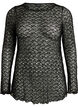 Sheer lace blouse with long sleeves, Black, Packshot image number 0