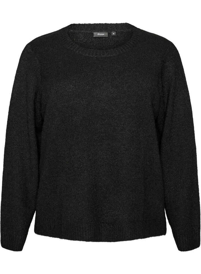 Loose round neck jumper, Black, Packshot image number 0