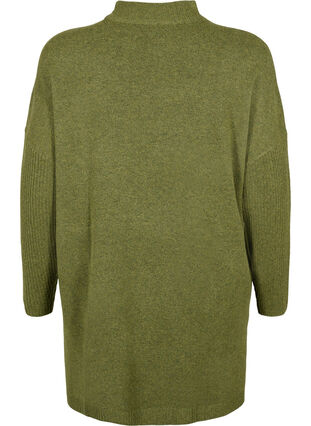 Melange knit sweater with slit, W. Moss/Black Mel., Packshot image number 1