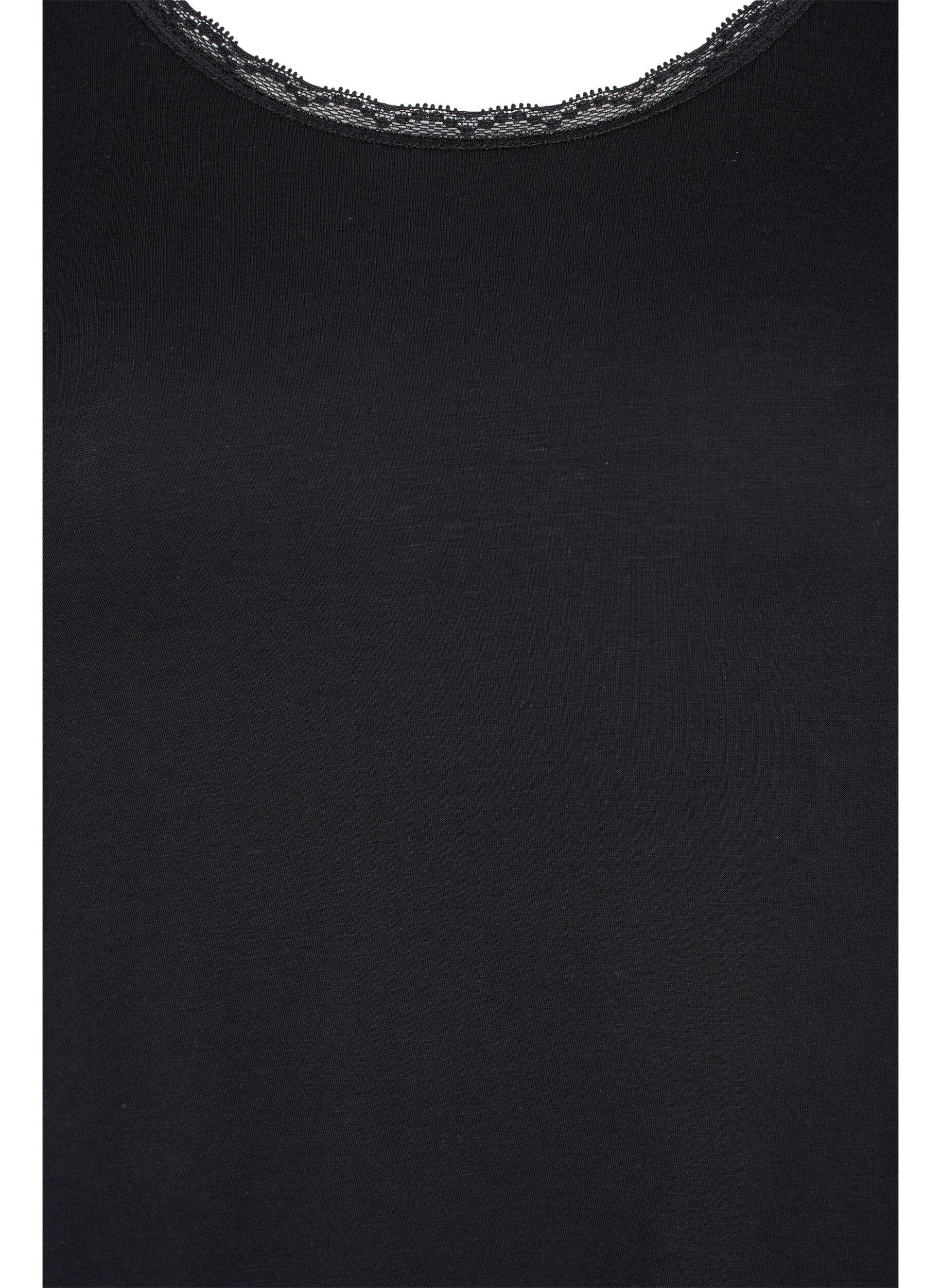 Zizzifashion Short-sleeved pyjama top in viscose, Black, Packshot image number 2