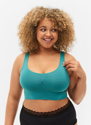 Soft non-padded bra, Green-Blue Slate, Model image number 0