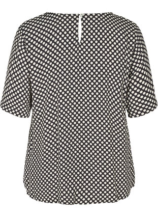 Short-sleeved viscose blouse with polka dots, Black w. White Dot, Packshot image number 1