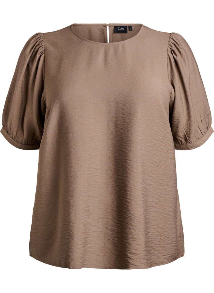 Viscose blouse with 1/2 sleeves, Brown, Packshot image number 0