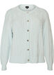 Cable-knit cardigan with decorative buttons, Light Blue, Packshot image number 0