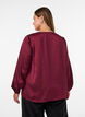 Satin blouse with lace appliqu&eacute; and pearls, Red, Model image number 2