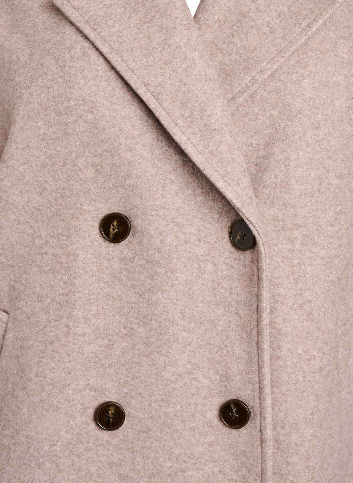 Short coat with double-breasted button closure, Beige, Packshot image number 2