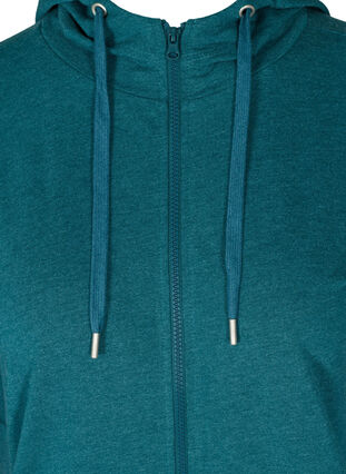 Sweater cardigan with a zip and hood, Deep Teal, Packshot image number 2