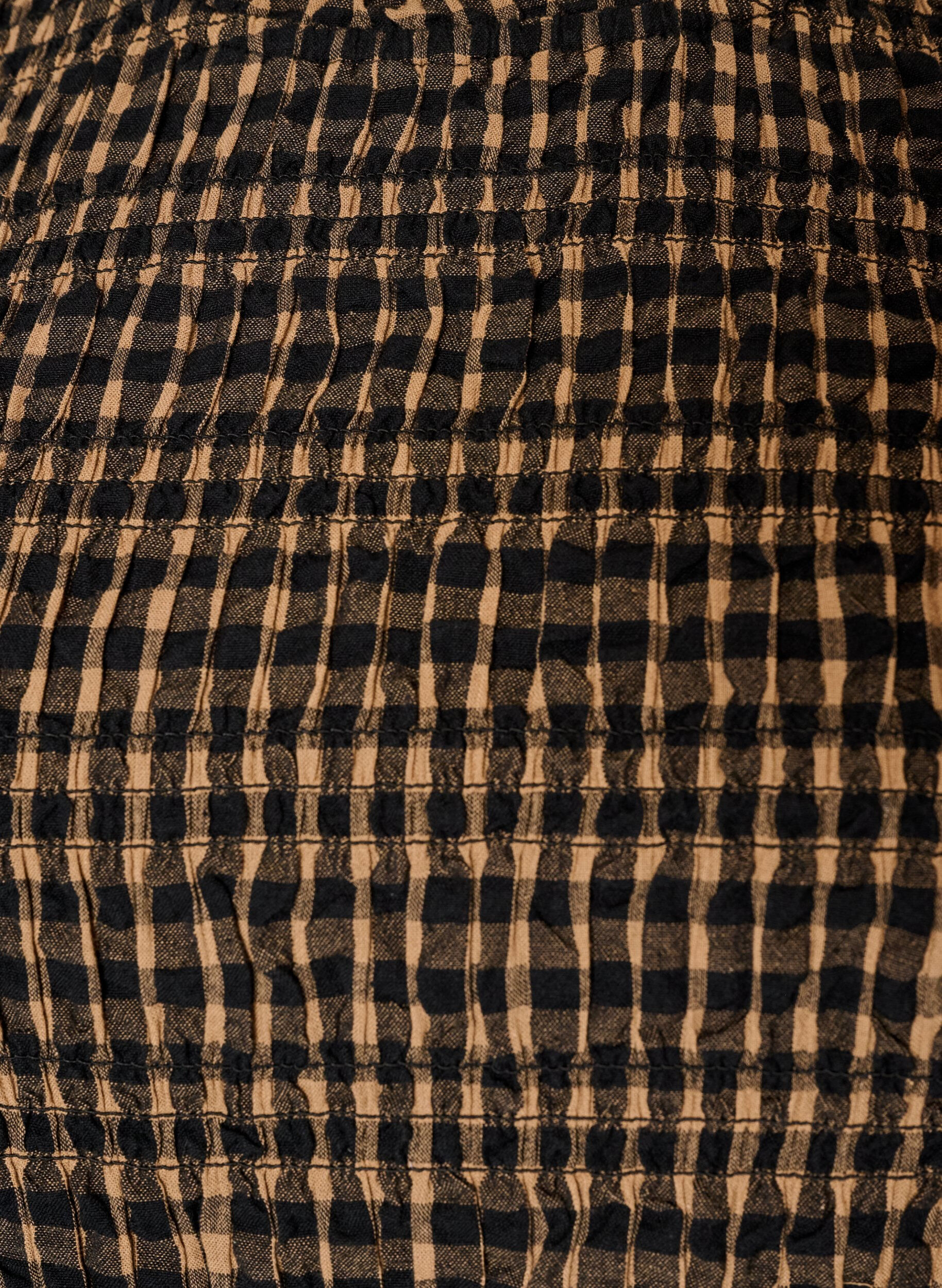 ZizzifashionChecked blouse with smocking and peplum, Brown, Packshot image number 2