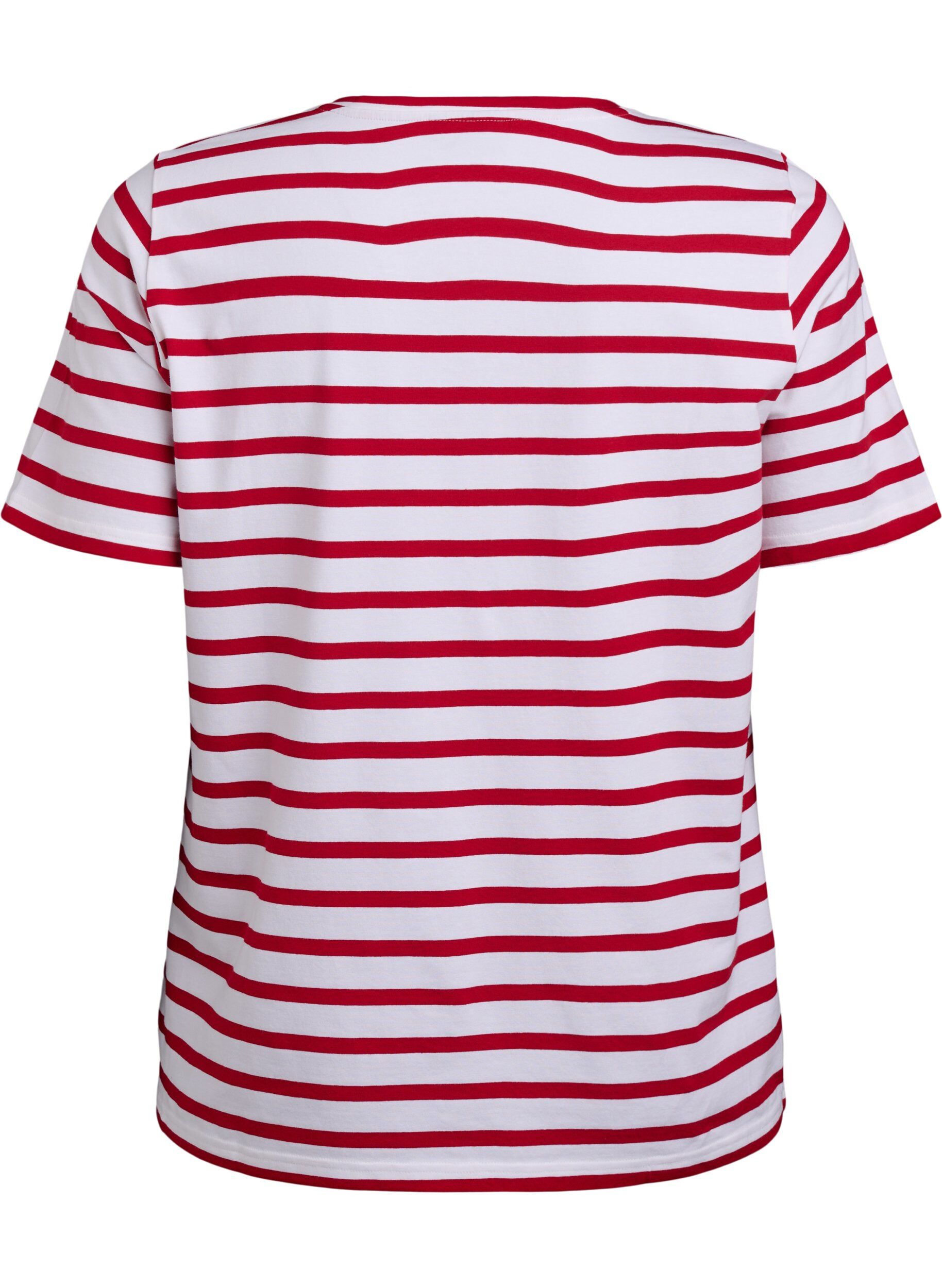 Zizzifashion Striped T-shirt in organic cotton, Red, Packshot image number 1