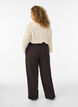 High-waisted trousers with belt detail and gold buckle, Brown, Model image number 1