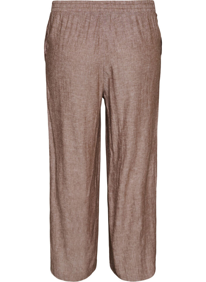 Wide-leg linen and viscose trousers, Brown, Packshot