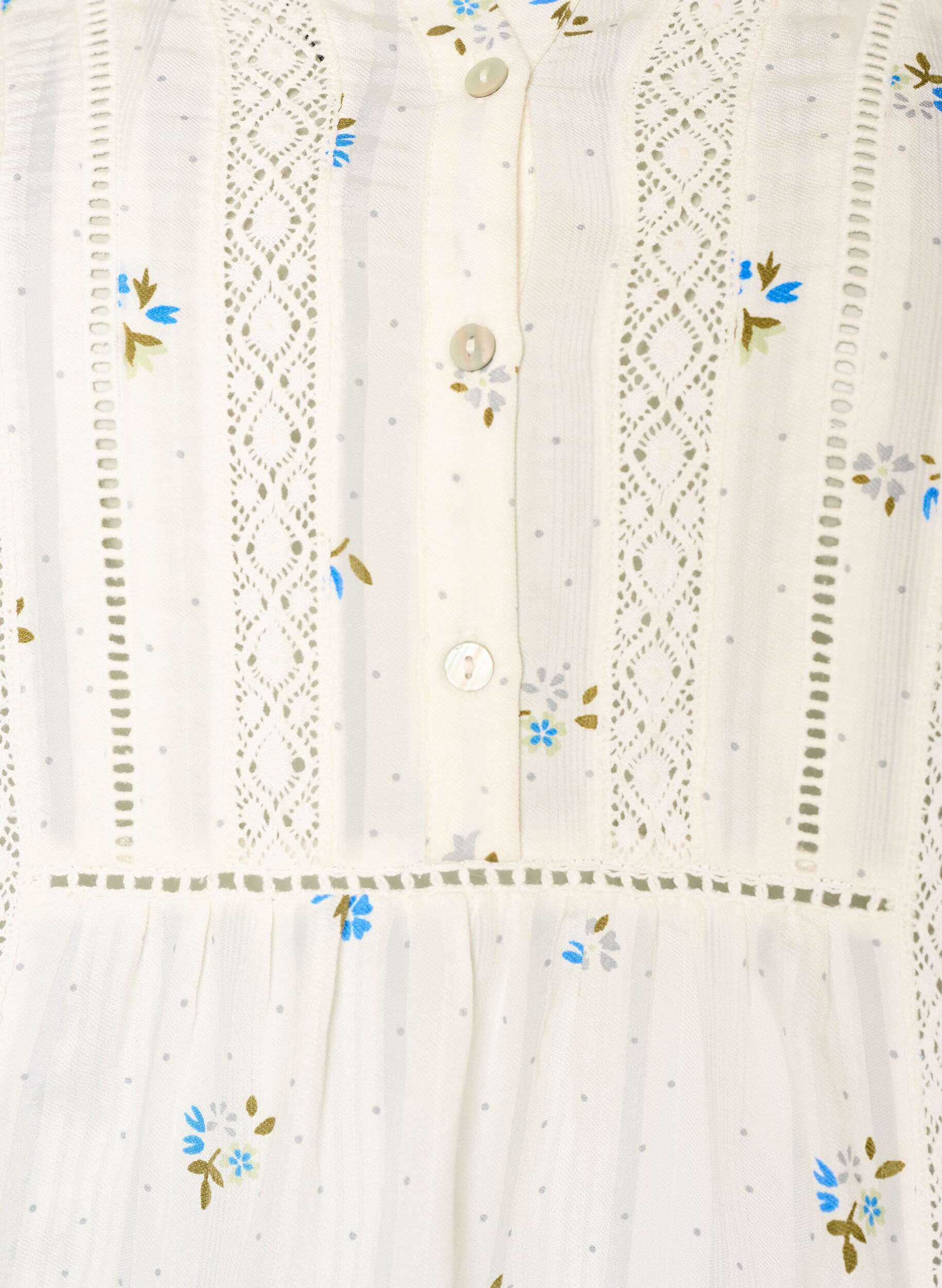 Zizzifashion Blouse with print and 1/2 sleeves, Vanilla, Packshot image number 2