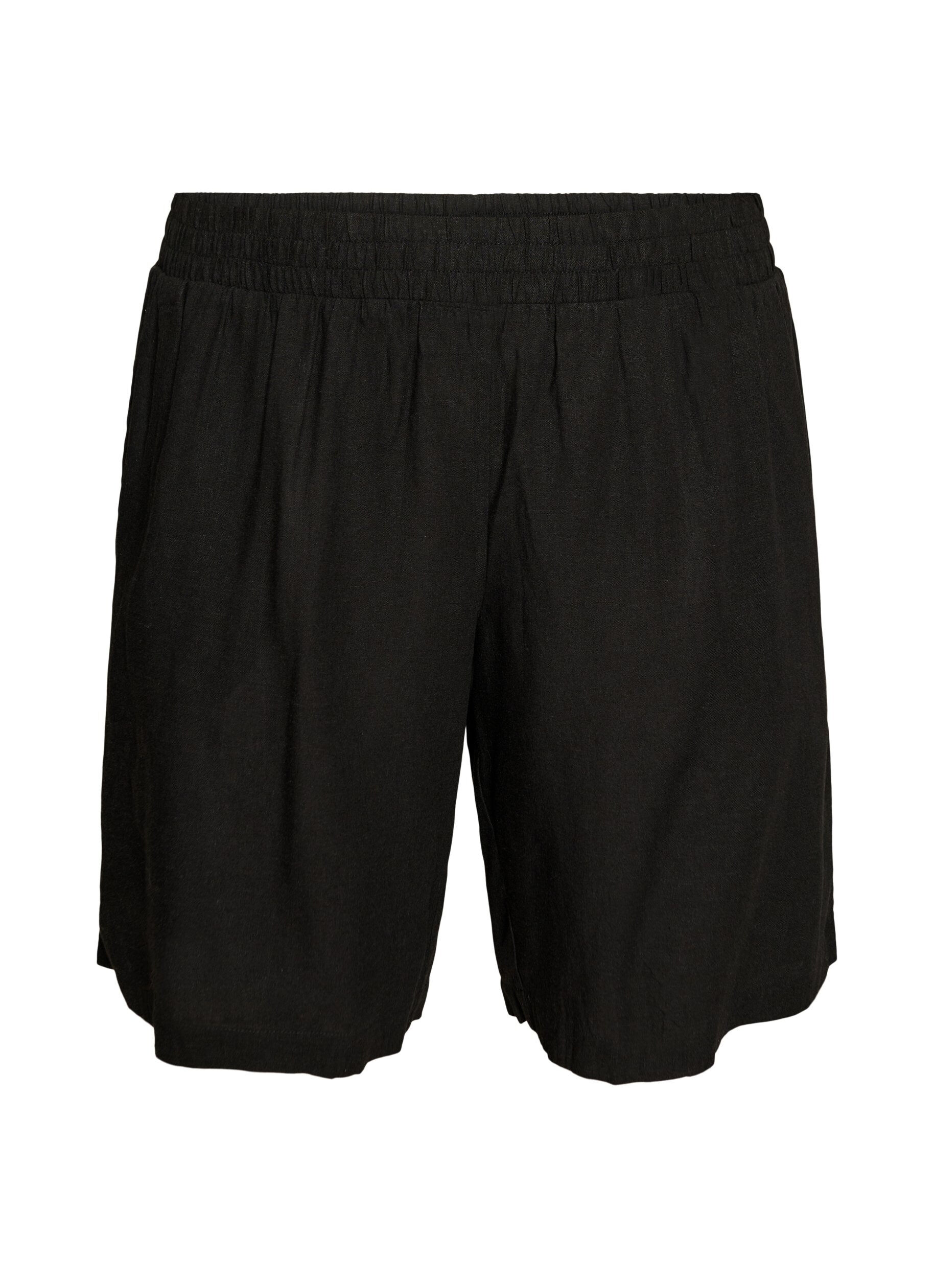 Zizzifashion High-waisted linen and viscose shorts, Black, Packshot image number 0