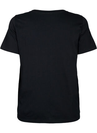 Cotton t-shirt with sequins, Black W. Be free, Packshot image number 1