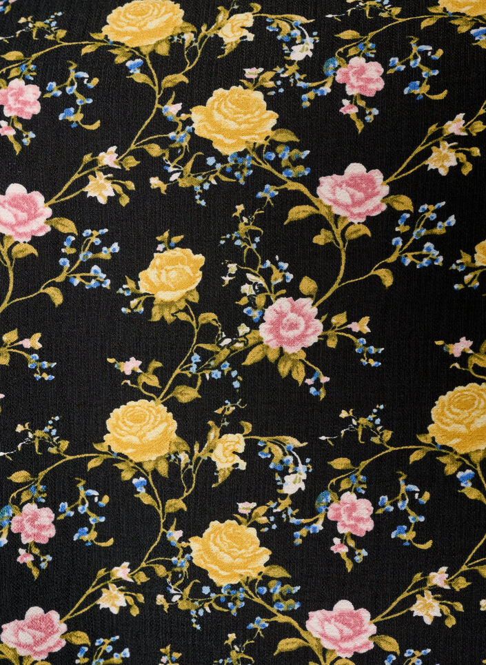 Patterned viscose blouse with 3/4-sleeves, Black, Packshot image number 2